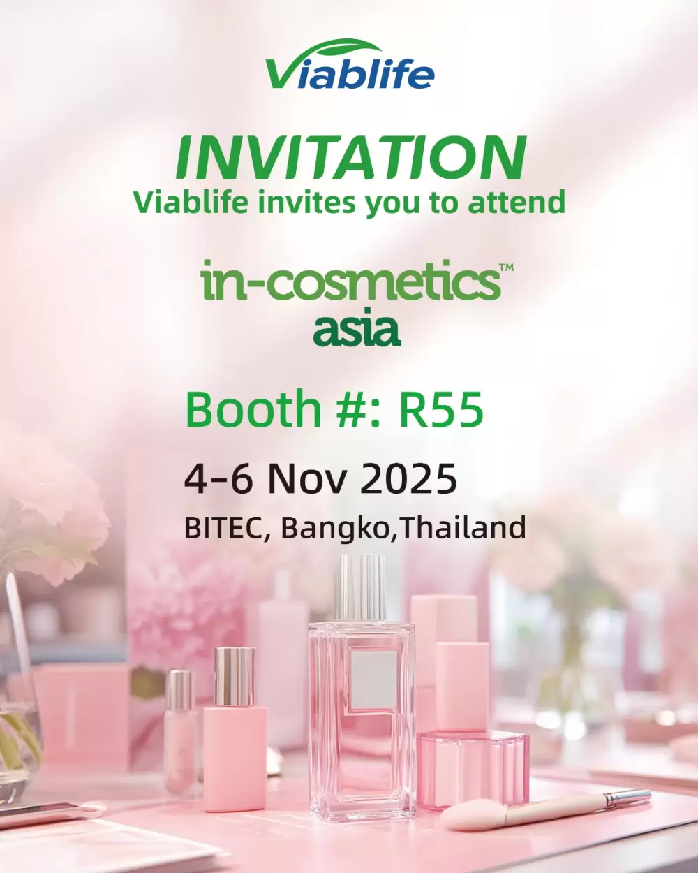 A Viablife está indo para a in-cosmetics Asia 2025!