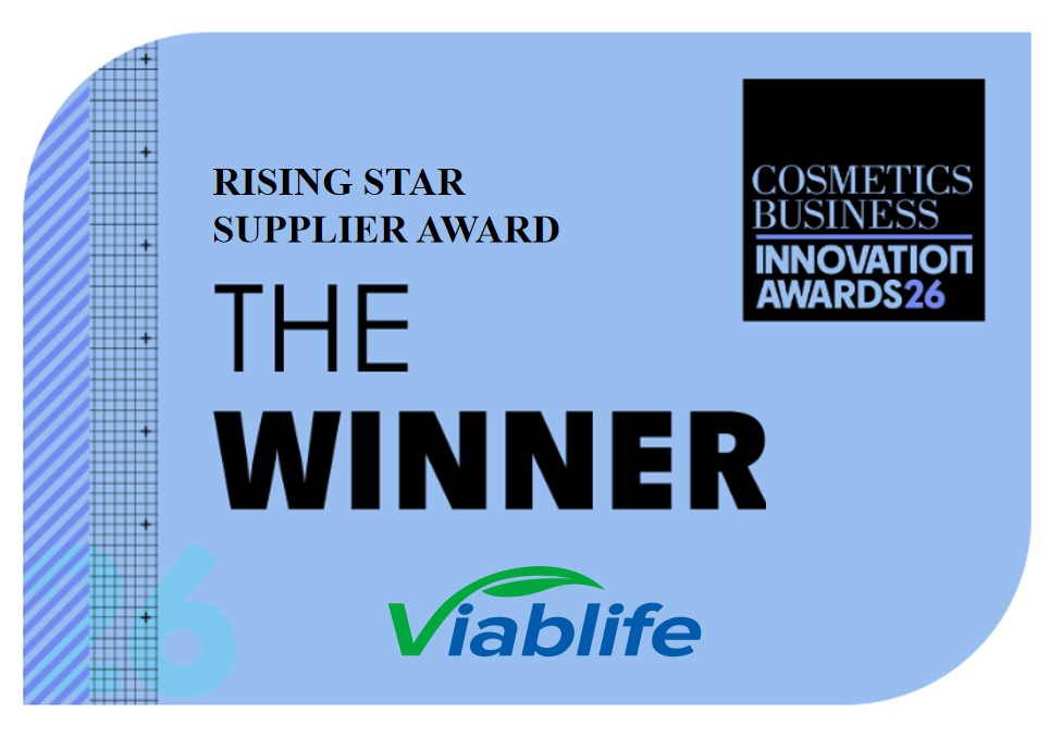 Viablife BioNia™ ganha prestigiosos prêmios de inovação em negócios de cosméticos Viablife BioNia™ Wins Prestigious Cosmetics Business Innovation Awards