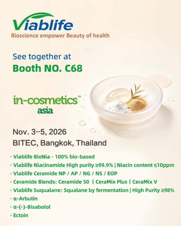 Viablife na in-cosmetics Ásia 2026 Viablife at in-cosmetics Asia 2026